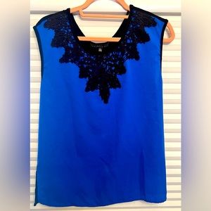 Beautiful blue blouse with black embroidery size medium